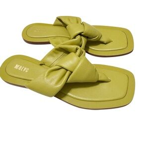 Anthropologie Maeve Puffy Knot Sandal Chartreuse Green 7